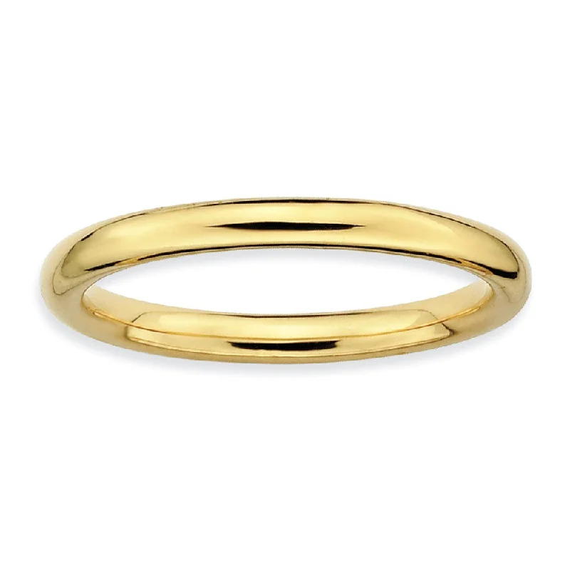 Ladies ring star motifs-2.25mm 14k Yellow Gold Plated Sterling Silver Stackable Polished Band