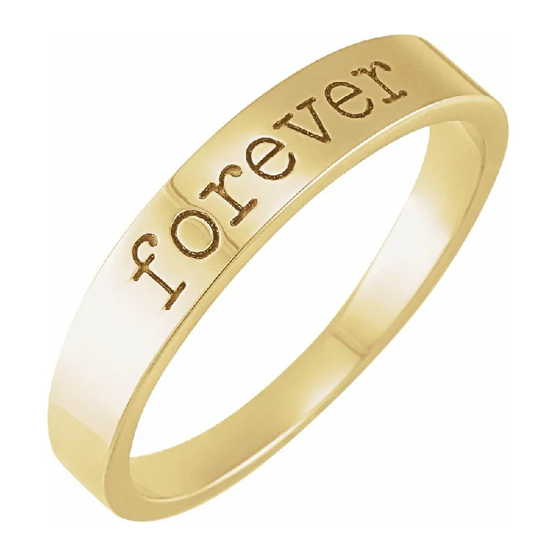 Ladies ring gift options-14K Yellow Gold 'Forever' Stackable Tapered Band