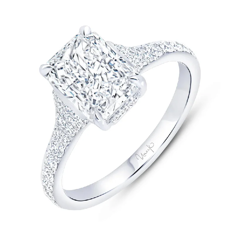 Ladies engagement rings lab-grown diamonds-Uneek Signature Collection Cathedral Radiant Diamond Engagement Ring