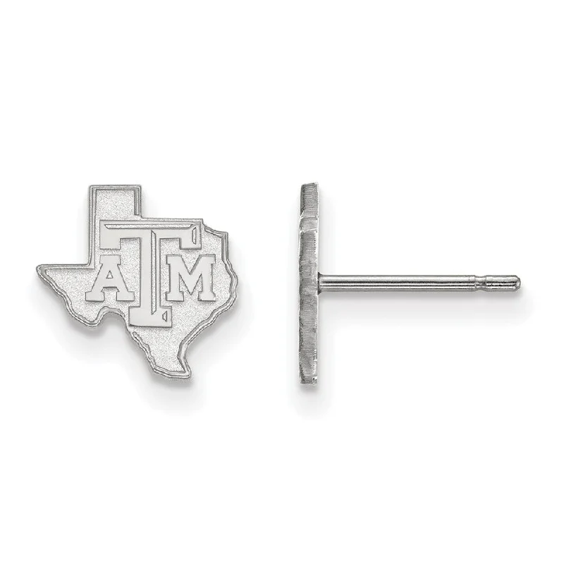 Ladies earrings chandelier styles-14k White Gold Texas A&M University XS (Tiny) Logo Post Earrings