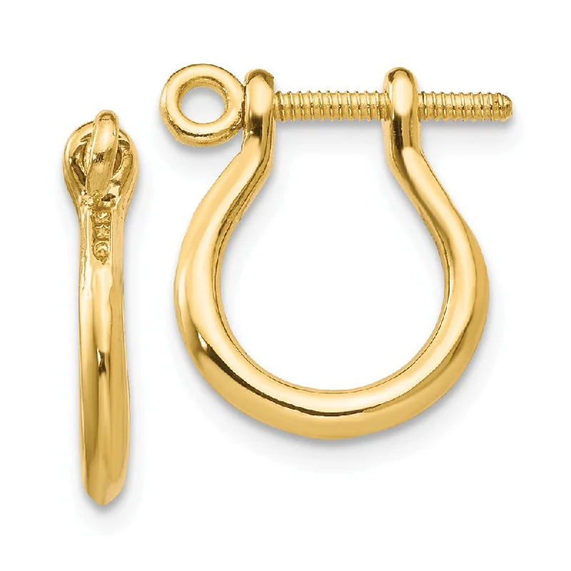 Ladies earrings statement pieces-Small Shackle Link Screw Post Hoop Earrings in 14k Yellow Gold