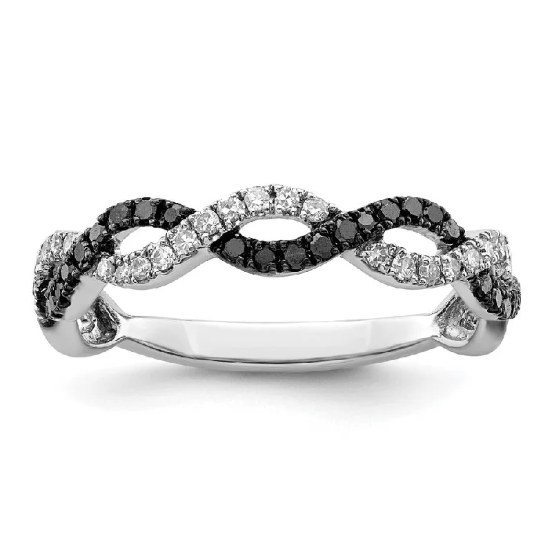 Ladies ring group customs-1/3 Ctw Black & White Diamond Twisted Ring in Sterling Silver