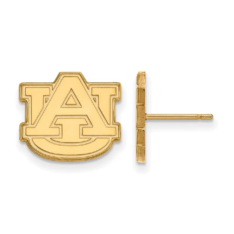 Ladies earrings sterling silver-14k Gold Plated Silver Auburn University Small Post Earrings