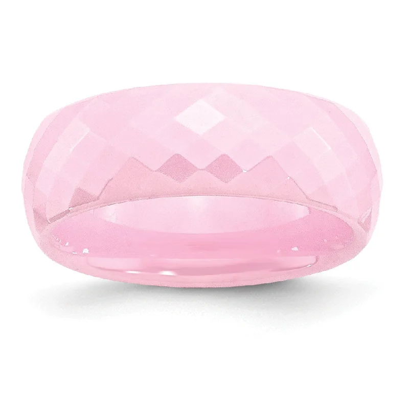 Pink Ceramic, 7.5mm Polished Faceted Comfort Fit Band