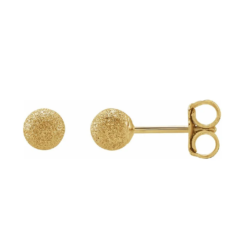 Ladies earrings sentimental value-14K Yellow Gold Stardust Hollow Ball Stud Earrings, 4mm or 6mm