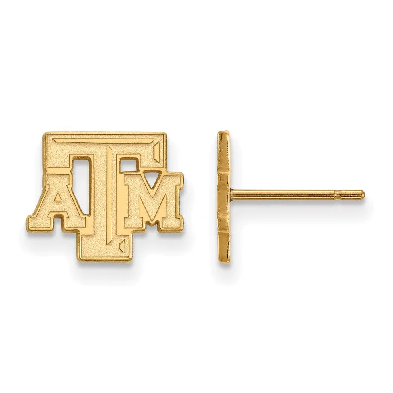 Ladies earrings modern looks-10k Yellow Gold Texas A&M University XS (Tiny) 'ATM' Post Earrings