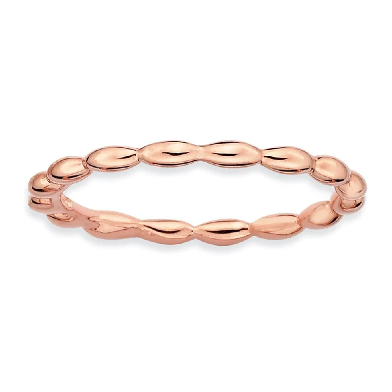 Ladies ring limited editions-1.5mm 14k Rose Gold Plated Sterling Silver Stackable Rice Bead Band