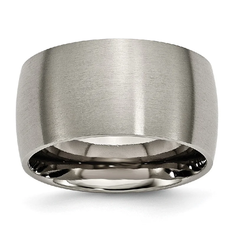 Ladies ring casual vibes-Men's 12mm Titanium Brushed Half Round Standard Fit Band