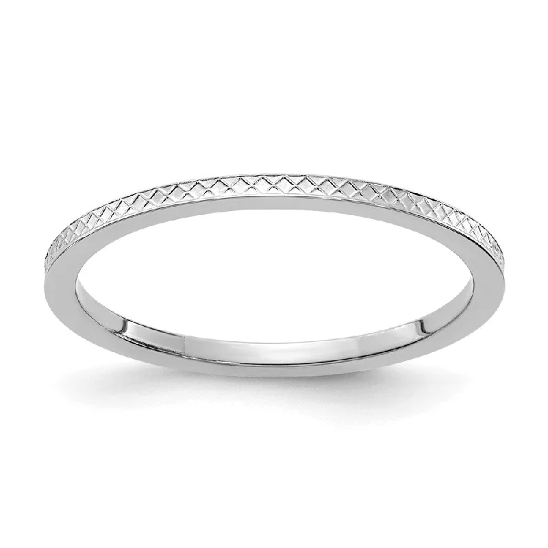 Ladies ring affordable picks-1.2mm 10k White Gold Crisscross Flat Stackable Band