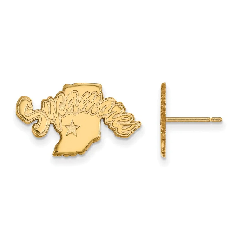 Ladies earrings youthful designs-14k Gold Plated Silver Indiana State University Post Earrings