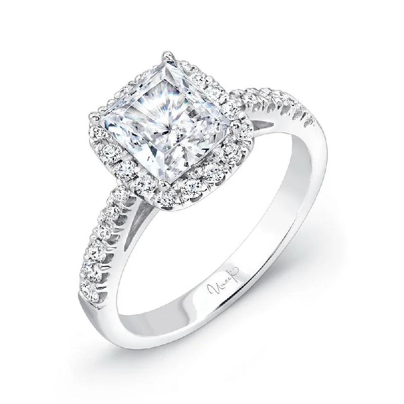 Ladies engagement rings lab-grown diamonds-Uneek Best of the Best Collection Halo Princess Cut Engagement Ring