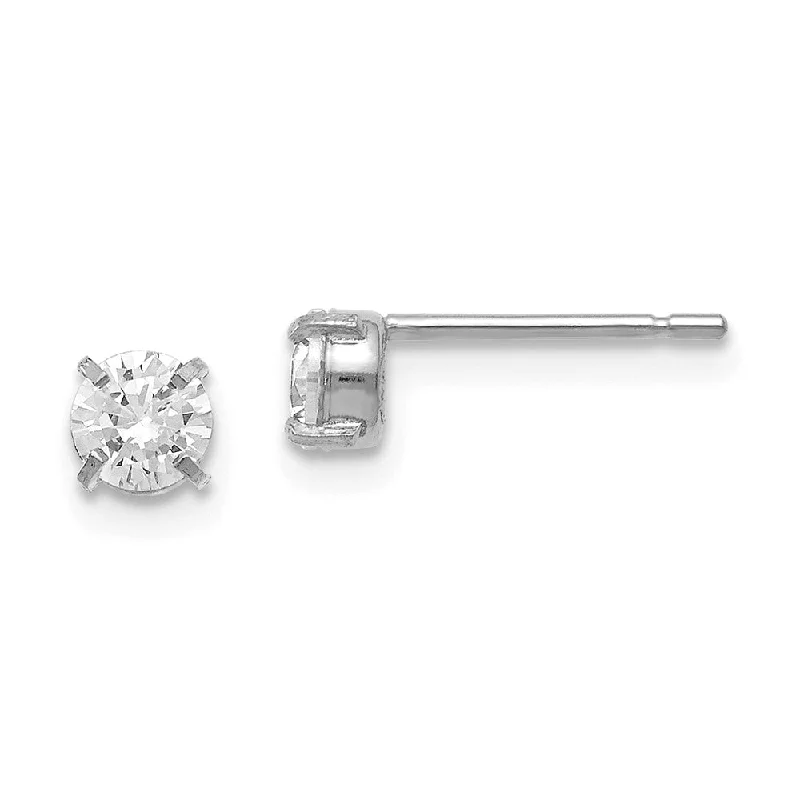 Ladies earrings modern looks-4mm Cubic Zirconia Stud Earrings in 14k White Gold