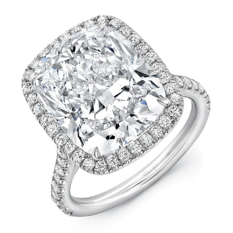 Ladies engagement rings punk flair-Uneek Signature Collection Halo Cushion Cut Diamond Engagement Ring