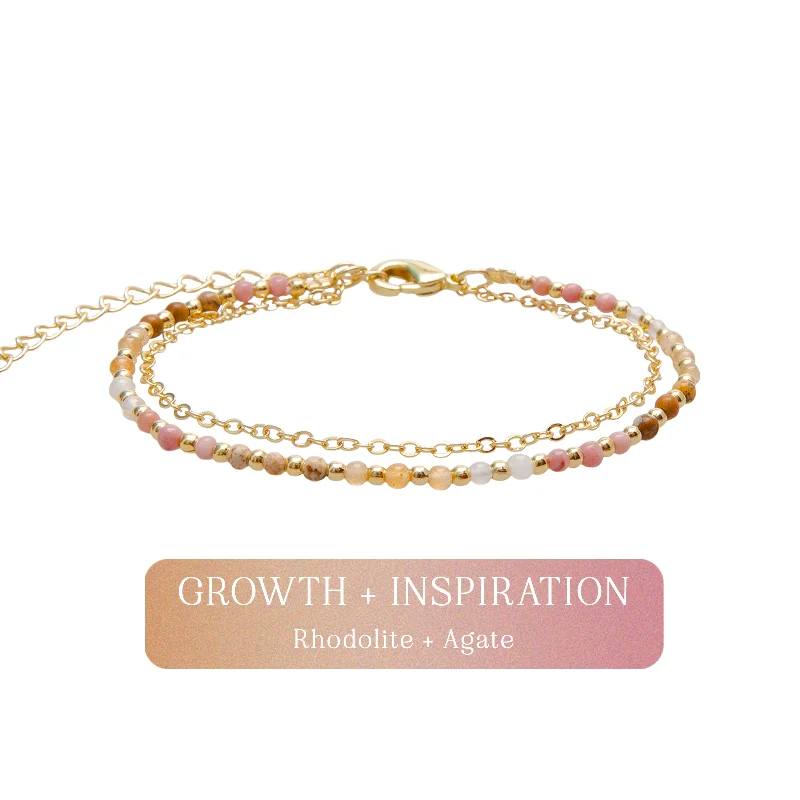 Ladies bracelets bridal jewelry-Growth & Inspiration 2mm Layered Healing Bracelet