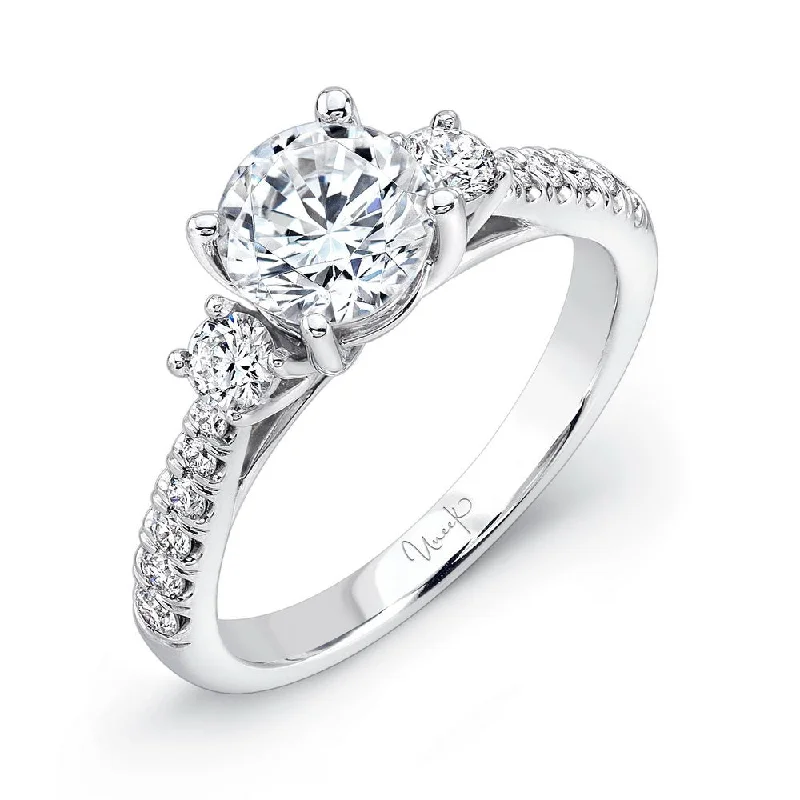 Ladies engagement rings romantic gifts-Uneek Best of the Best Collection Three-Stone Round Engagement Ring