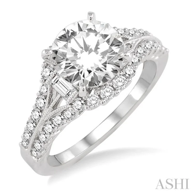 Ladies engagement rings sale events-1/2 Ctw Diamond Semi-Mount Engagement Ring in 14K White Gold