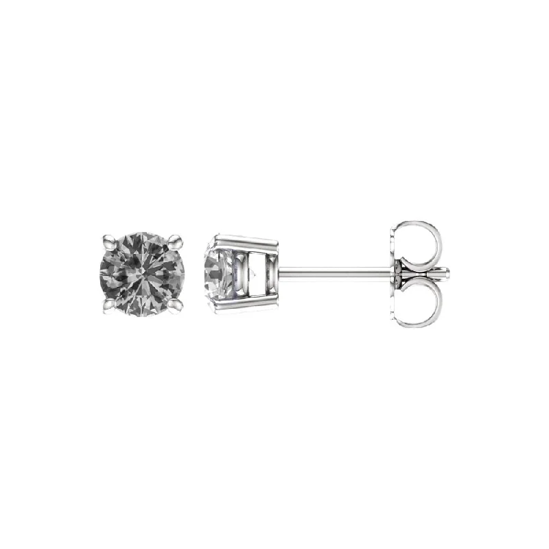 Ladies earrings sapphire stones-5mm Round White Sapphire Stud Earrings in 14k White Gold