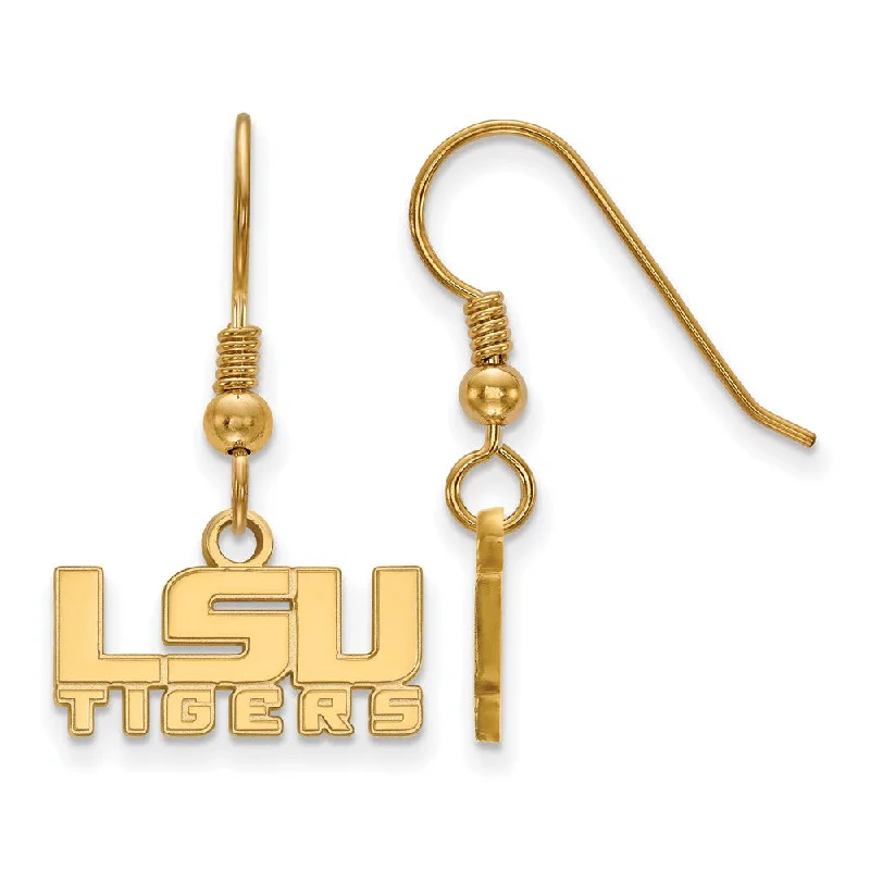 Ladies earrings customer reviews-14k Gold Plated Silver Louisiana State University Dangle Earrings