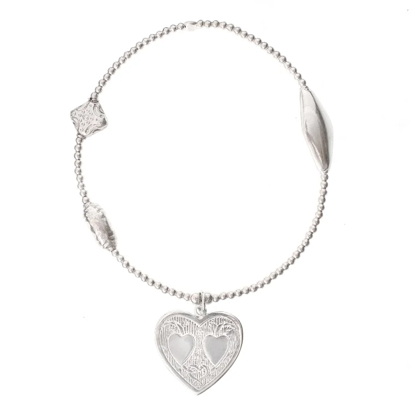 Ladies bracelets limited editions-Heart "DOUBLE LOVE" Bracelet in Silver