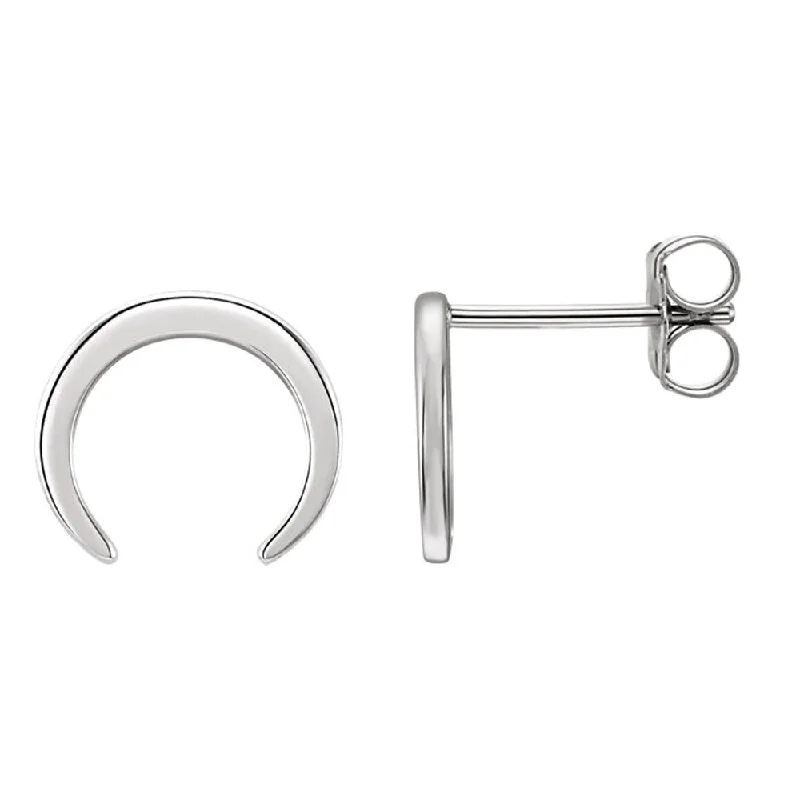 Ladies earrings handmade pieces-10mm x 9mm (3/8 Inch) Sterling Silver Small Crescent Post Earrings