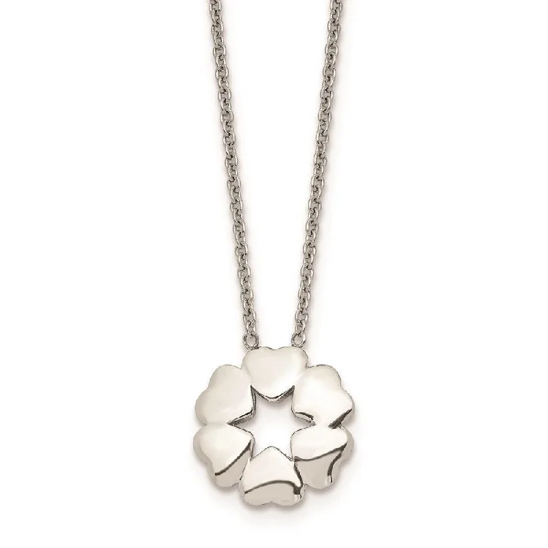 Ladies necklaces layered looks-Stainless Steel Polished Flower Necklace