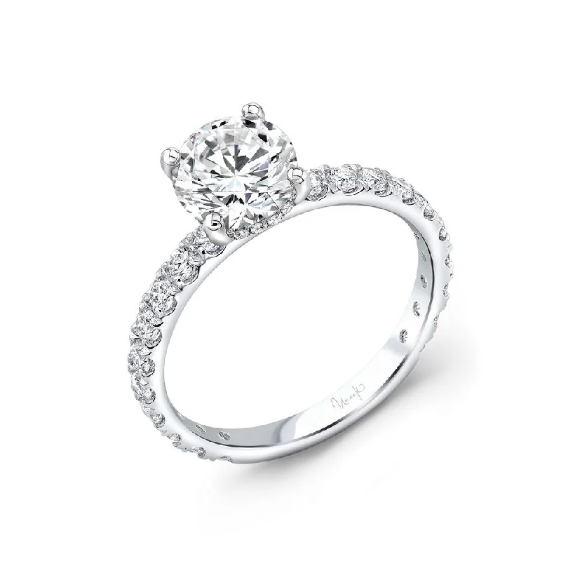 Ladies engagement rings conflict-free-Uneek Timeless Collection Under-Halo Round Engagement Ring