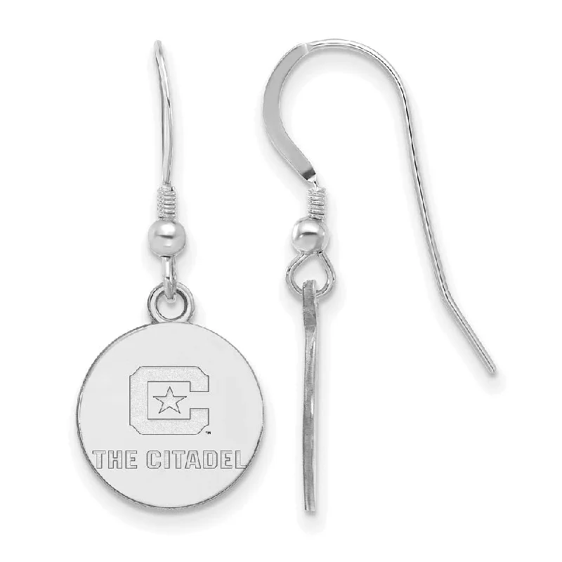 Ladies earrings office wear-Sterling Silver Rhodium Plated The Citadel Small Dangle Earrings