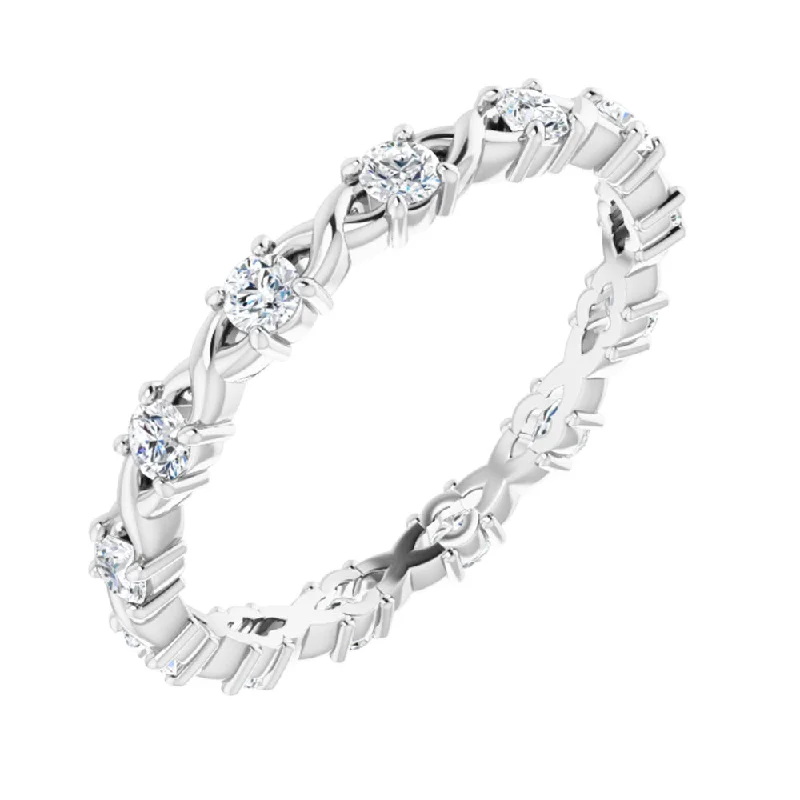 Ladies ring care tips-2mm 14K White Gold 3/8 CTW Diamond Eternity Band