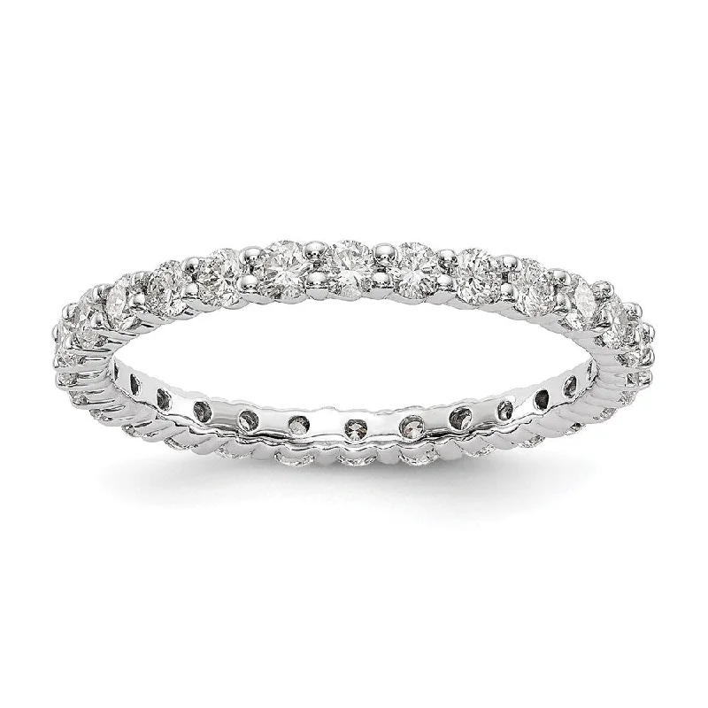 Ladies ring 925 silver-2mm 14K White Gold 1.0 Ctw Lab-Created Diamond Eternity Band