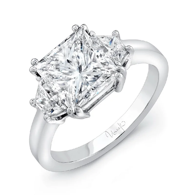 Ladies engagement rings top brands-Uneek Signature Princess-Center Three-Stone Engagement Ring