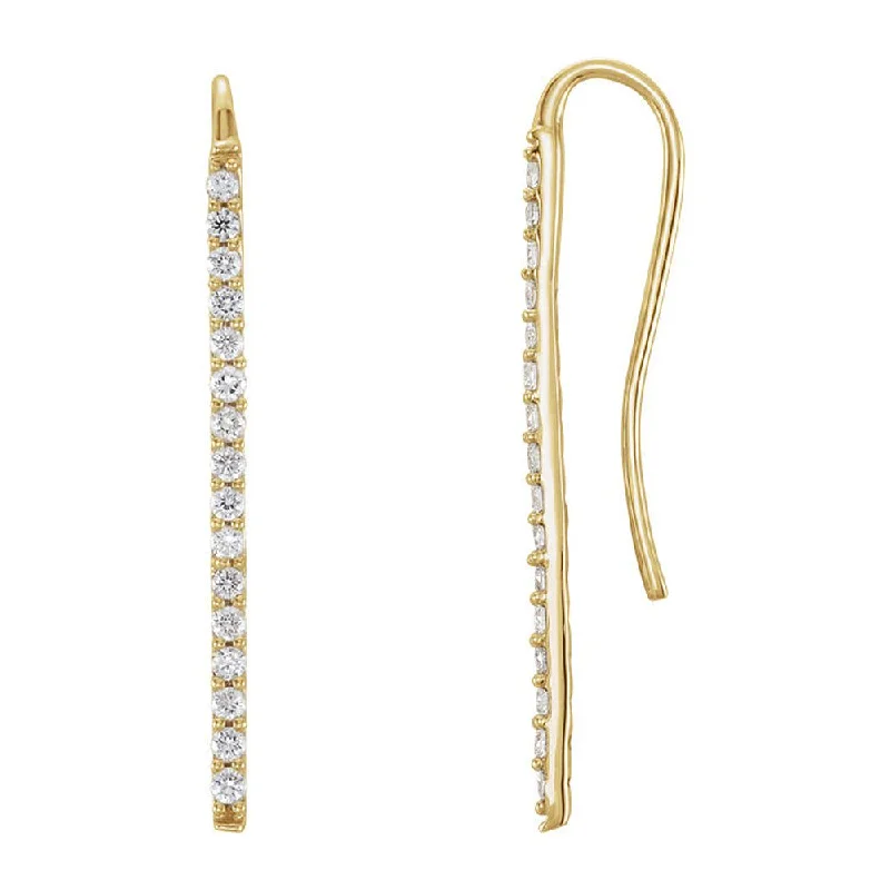 Ladies earrings customer reviews-1.3 x 23mm 14k Yellow Gold 1/3 CTW (H-I, I1) Diamond Bar Earrings