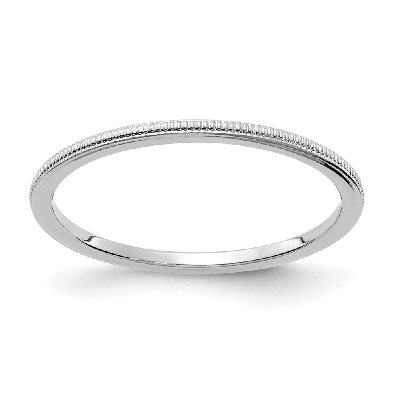 Ladies ring stacking trends-1.2mm 14k White Gold Milgrain Stackable Band