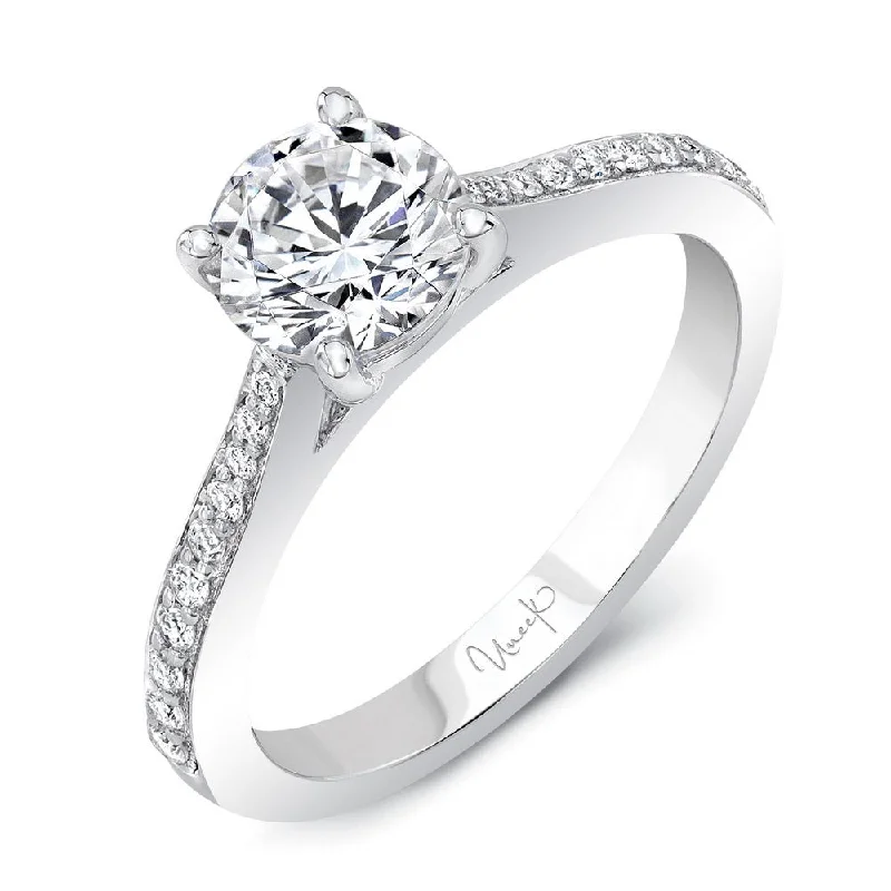 Ladies engagement rings solitaire stones-Uneek Best of the Best Collection Straight Round Engagement Ring