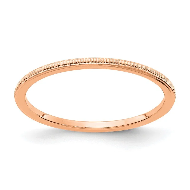 Ladies ring creative designs-1.2mm 14k Rose Gold Milgrain Stackable Band