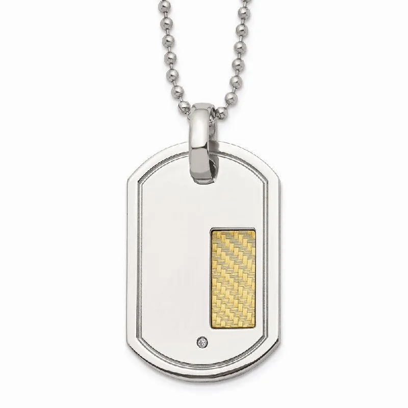 Ladies necklaces casual vibes-Stainless Steel 18k Gold Plating with .01ct. Diamond 24in Necklace