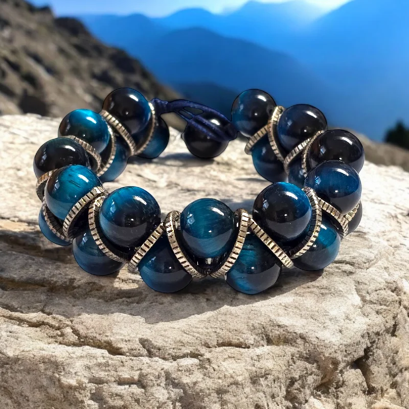 Ladies bracelets modern looks-The George Helix Blue Tiger's Eye Bracelet