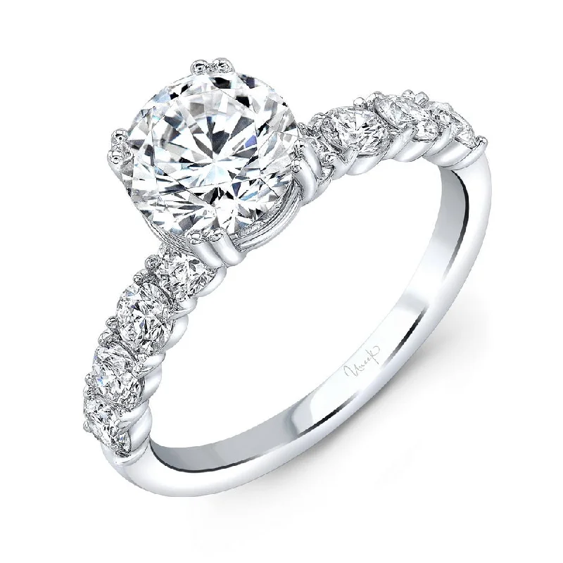 Ladies engagement rings bold designs-Uneek Timeless Collection Straight Round Engagement Ring