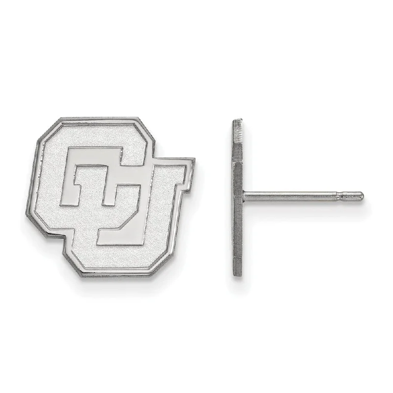 Ladies earrings ethnic patterns-14k White Gold University of Colorado Small 'CU' Post Earrings