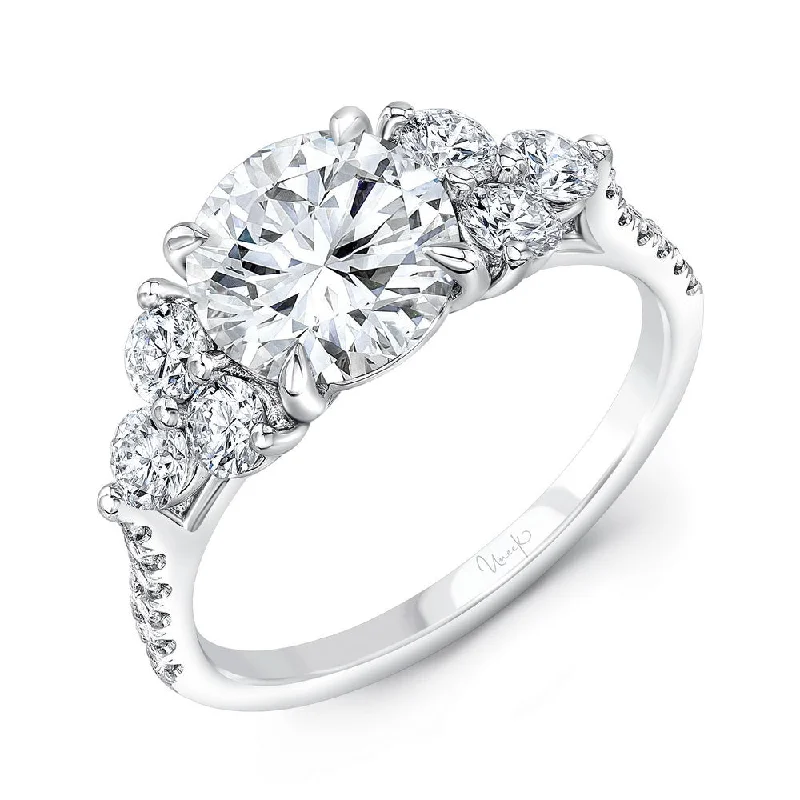 Ladies engagement rings viral designs-Uneek Timeless Collection Three-Stone Round Engagement Ring