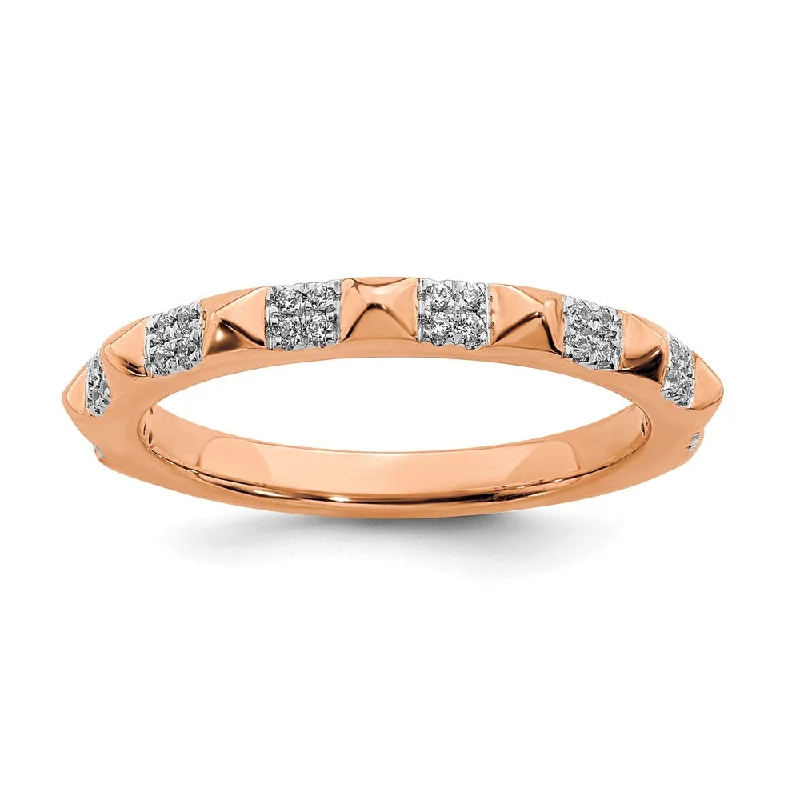 Ladies ring sentimental value-2.25mm 14k Rose Gold 1/8 Ctw Diamond Stackable Pyramid Band