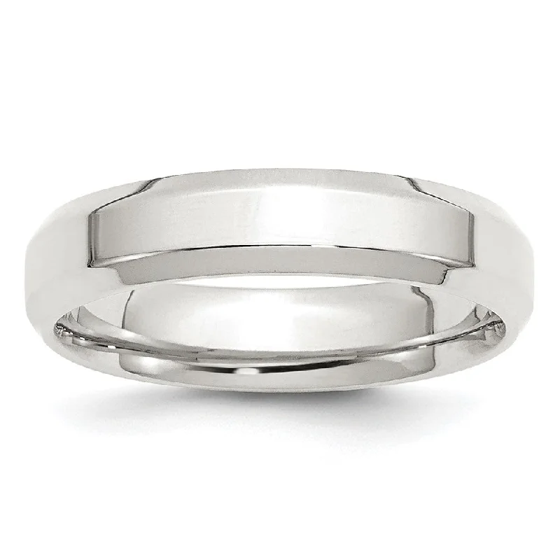 Ladies ring buying tips-5mm Sterling Silver Polished Beveled Edge Comfort Fit Band