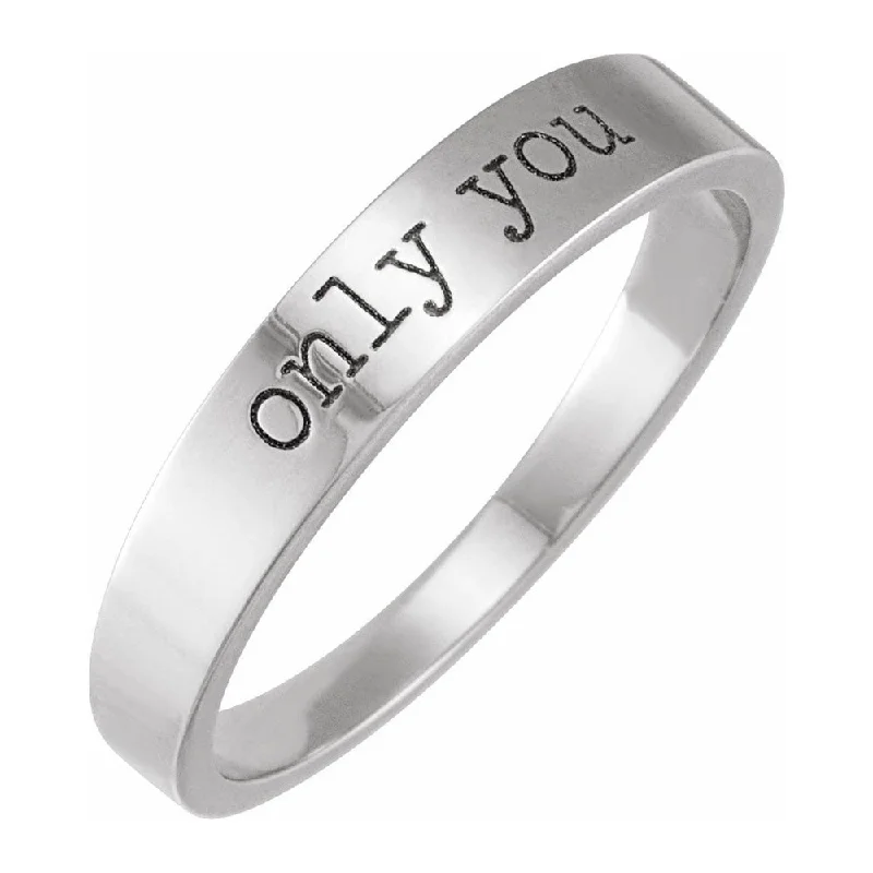 Ladies ring fashion ideas-14K White Gold 'Only You' Stackable Tapered Band