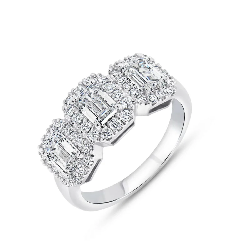 Ladies engagement rings anniversary upgrades-Uneek Signature Collection Halo Emerald Cut Diamond Engagement Ring