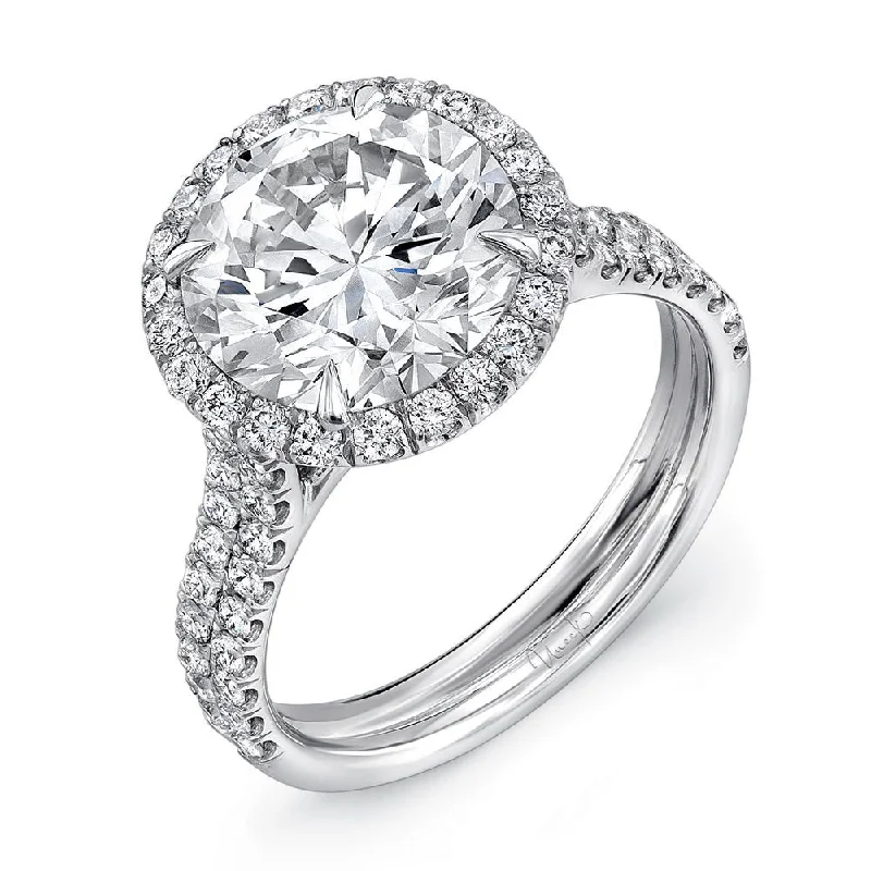 Ladies engagement rings budget-friendly-Uneek 3-Carat Round Diamond Engagement Ring with Pave Double Shank