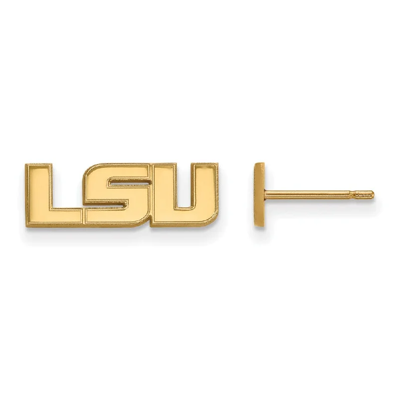 Ladies earrings elegant styles-14k Gold Plated Silver Louisiana State Univ. XS (Tiny) Post Earrings