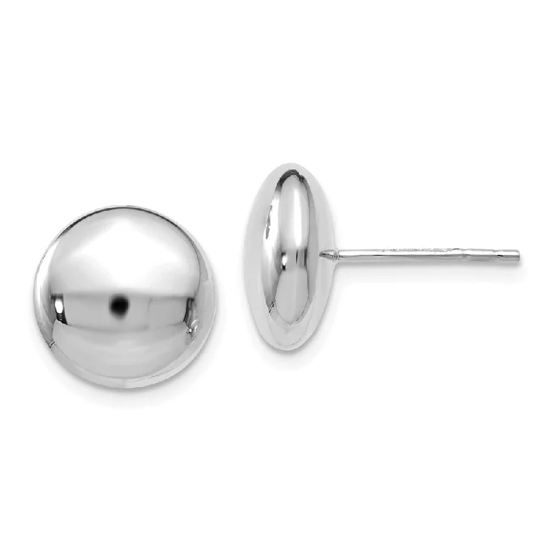 Ladies earrings bohemian charm-11mm (7/16 Inch) 14k White Gold Polished Button Post Earrings