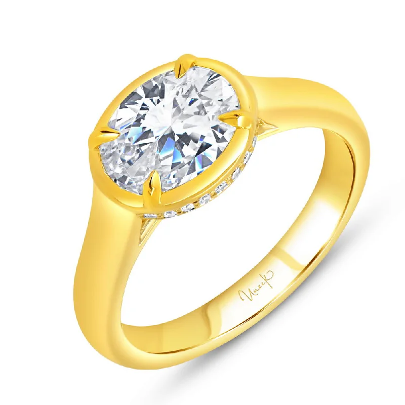 Ladies engagement rings e-commerce sites-Uneek Alexandria Collection Bezel Engagement Ring