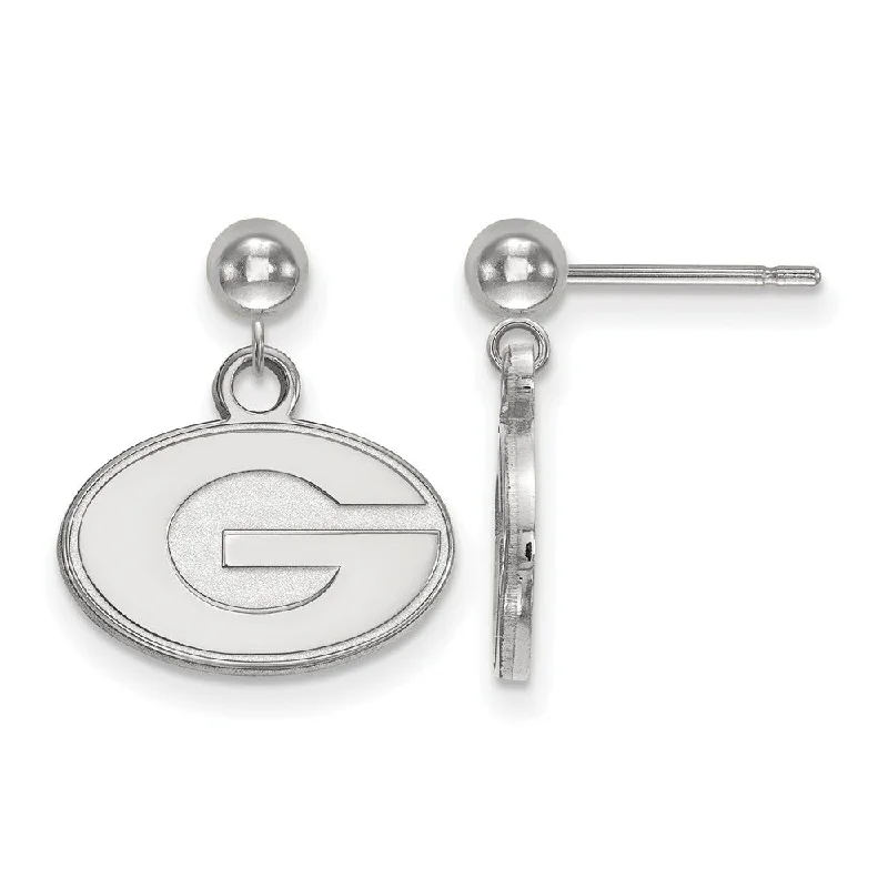 Ladies earrings matching pairs-Sterling Silver University of Georgia Ball Dangle Earrings