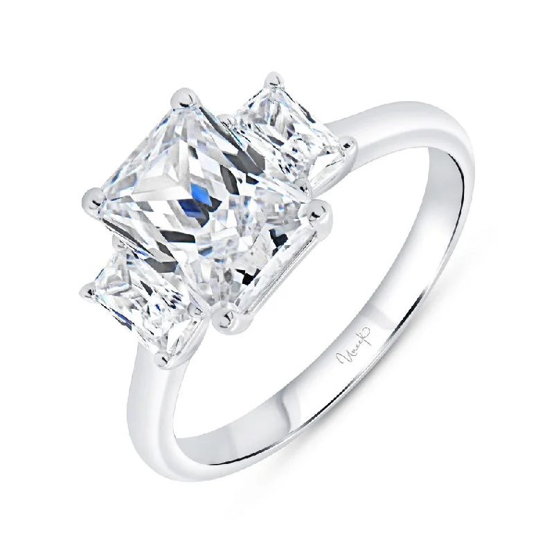 Ladies engagement rings pave settings-Uneek Alexandria Collection Three-Stone Engagement Ring