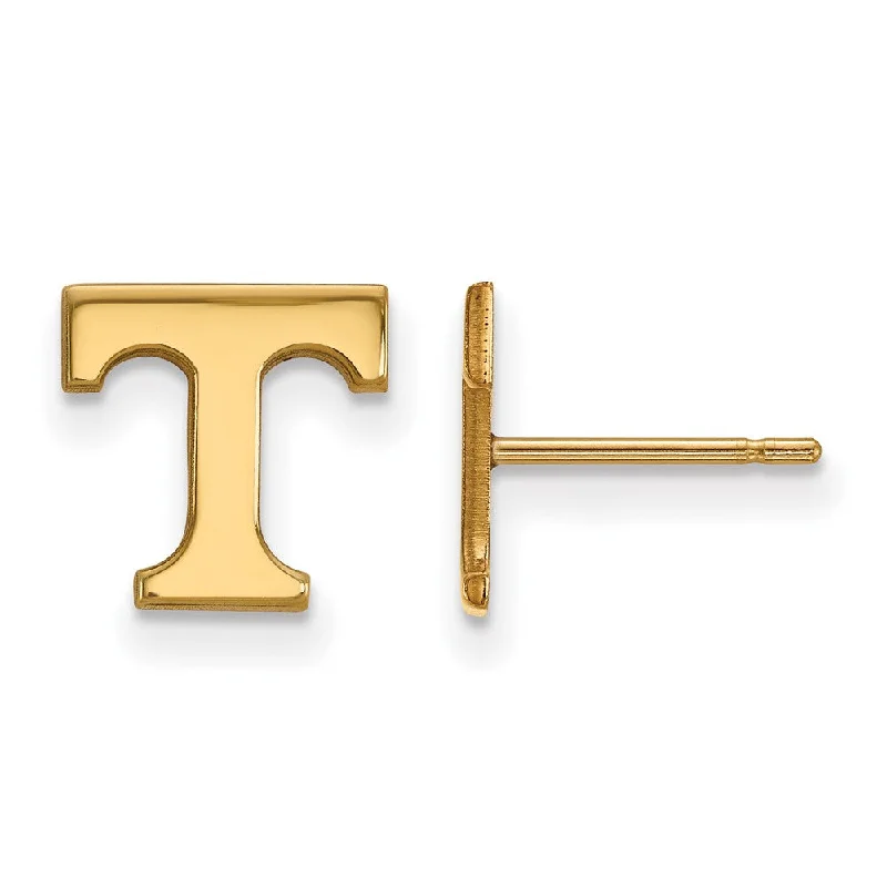 Ladies earrings creative designs-14k Yellow Gold University of Tennessee XS (Tiny) 'T' Post Earrings